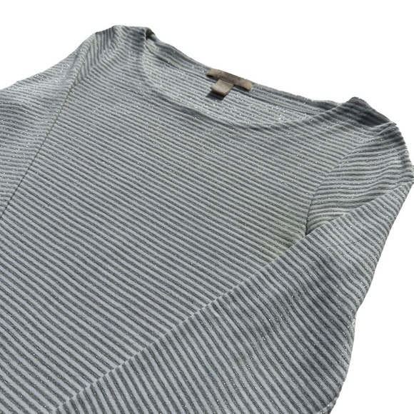 Banana Republic Silver Metallic Stripe Long Sleeve Scoop Neck Jersey, Small - Picture 10 of 12